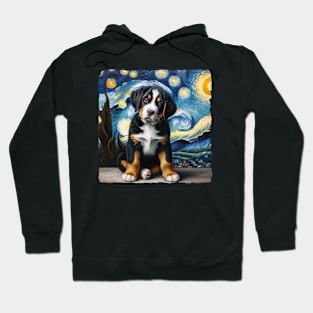 Starry Greater Swiss Mountain Dog Portrait - Dog Portrait Hoodie